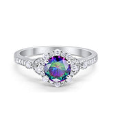 Floral Art Deco Rainbow Cubic Zirconia Ring